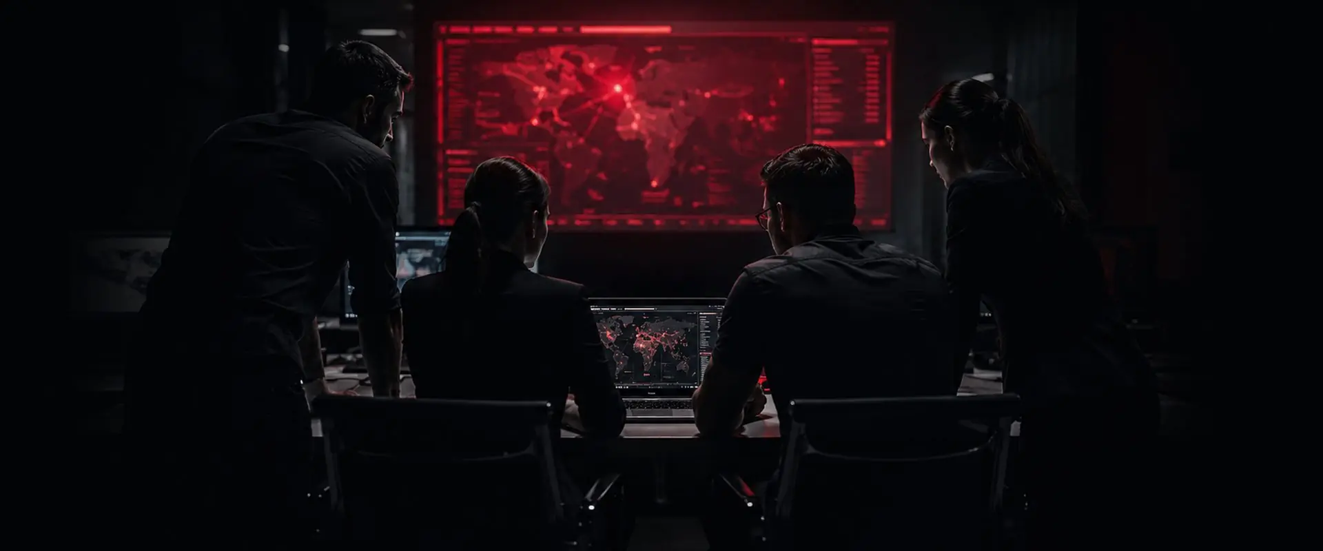 Night operations room with an incident responder on call